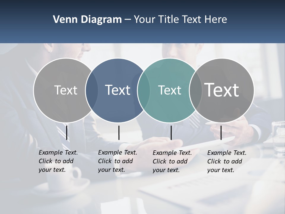 Two Men Sitting At A Table With A Tablet PowerPoint Template