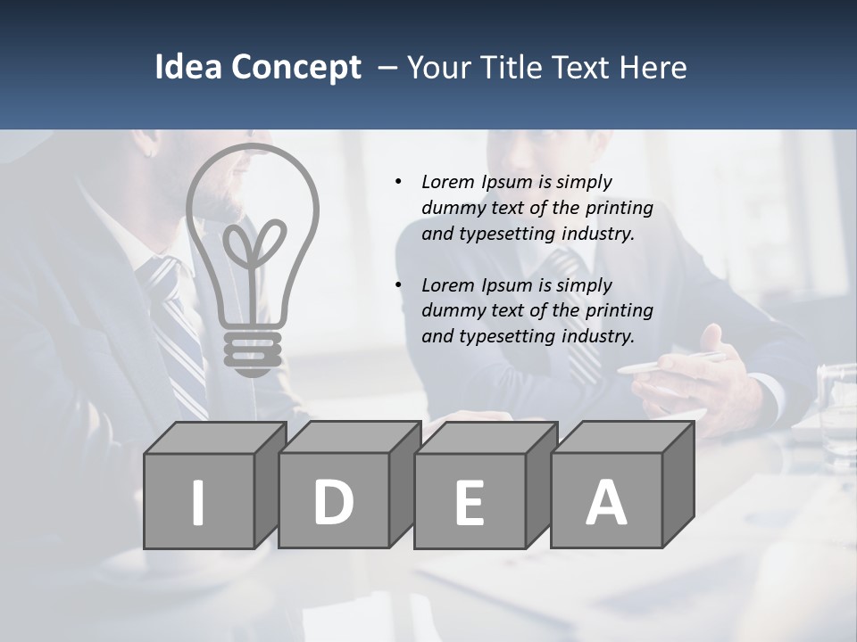 Two Men Sitting At A Table With A Tablet PowerPoint Template