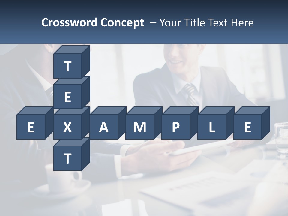 Two Men Sitting At A Table With A Tablet PowerPoint Template