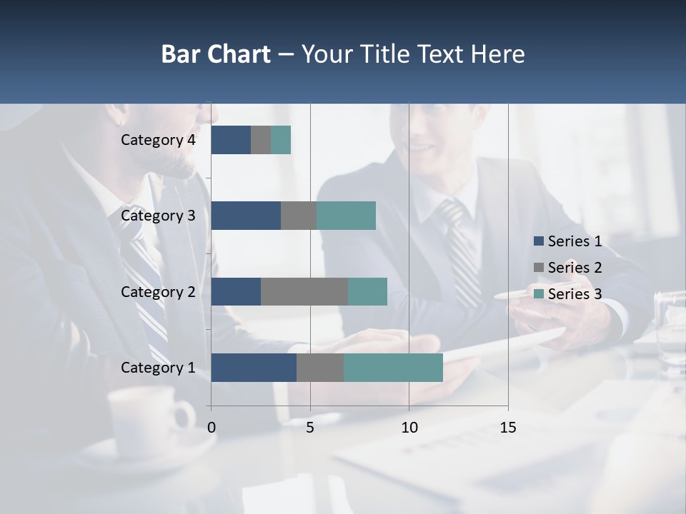 Two Men Sitting At A Table With A Tablet PowerPoint Template