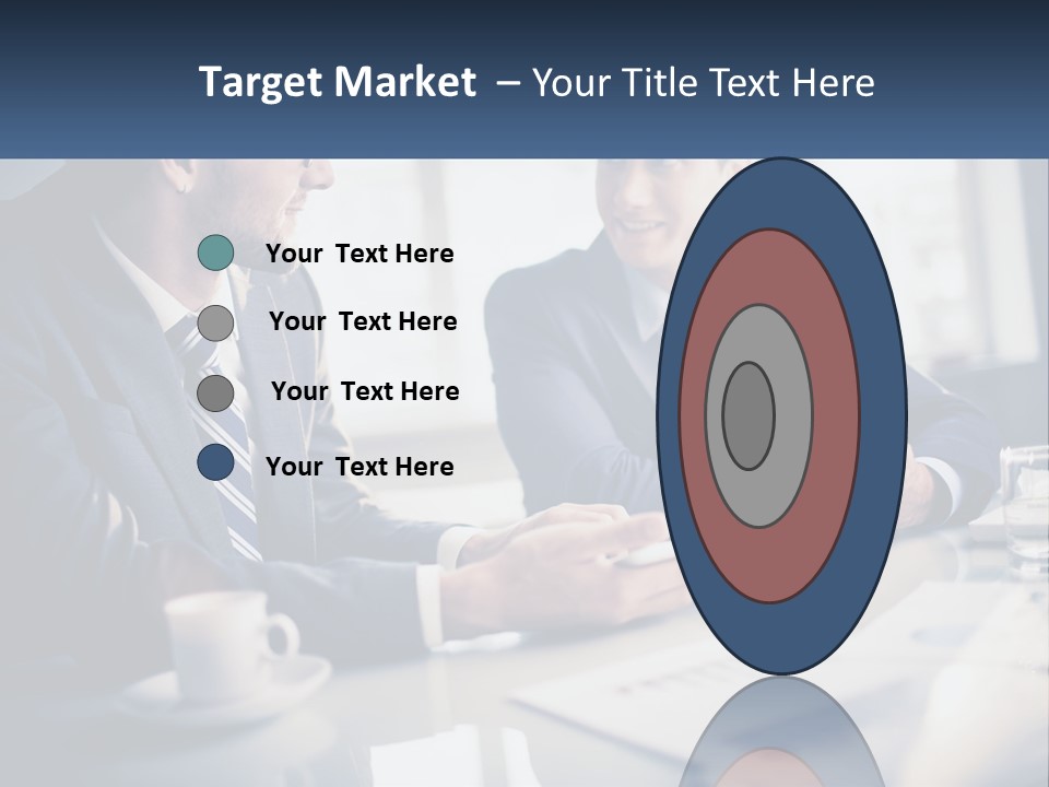 Two Men Sitting At A Table With A Tablet PowerPoint Template