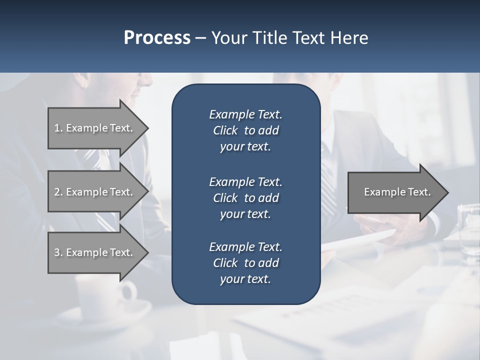 Two Men Sitting At A Table With A Tablet PowerPoint Template