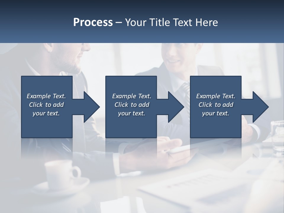 Two Men Sitting At A Table With A Tablet PowerPoint Template