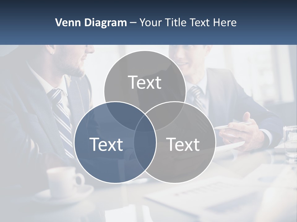 Two Men Sitting At A Table With A Tablet PowerPoint Template