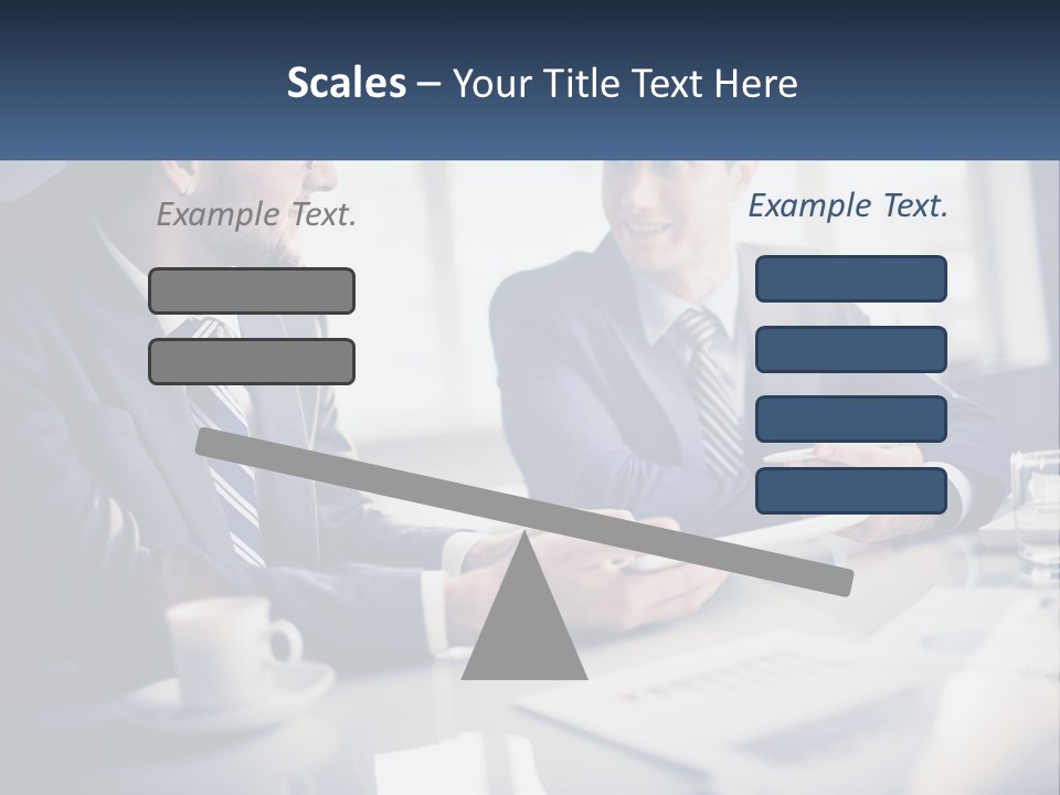 Two Men Sitting At A Table With A Tablet PowerPoint Template