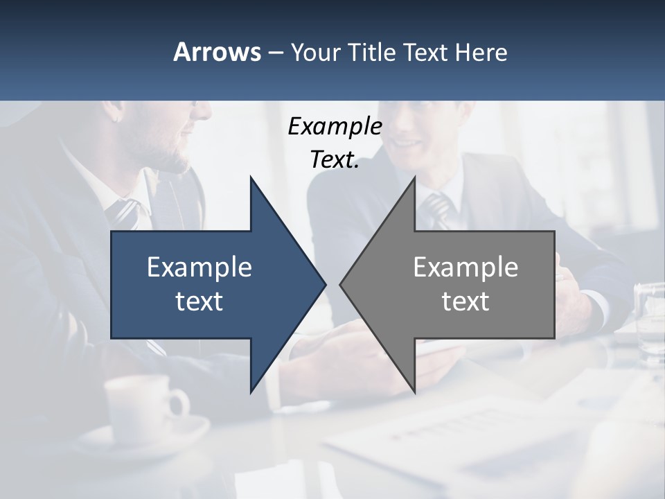 Two Men Sitting At A Table With A Tablet PowerPoint Template