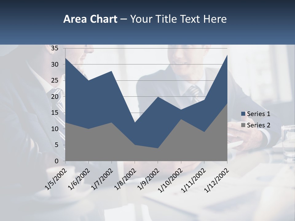 Two Men Sitting At A Table With A Tablet PowerPoint Template