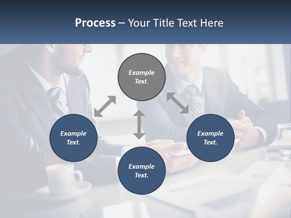 Two Men Sitting At A Table With A Tablet PowerPoint Template