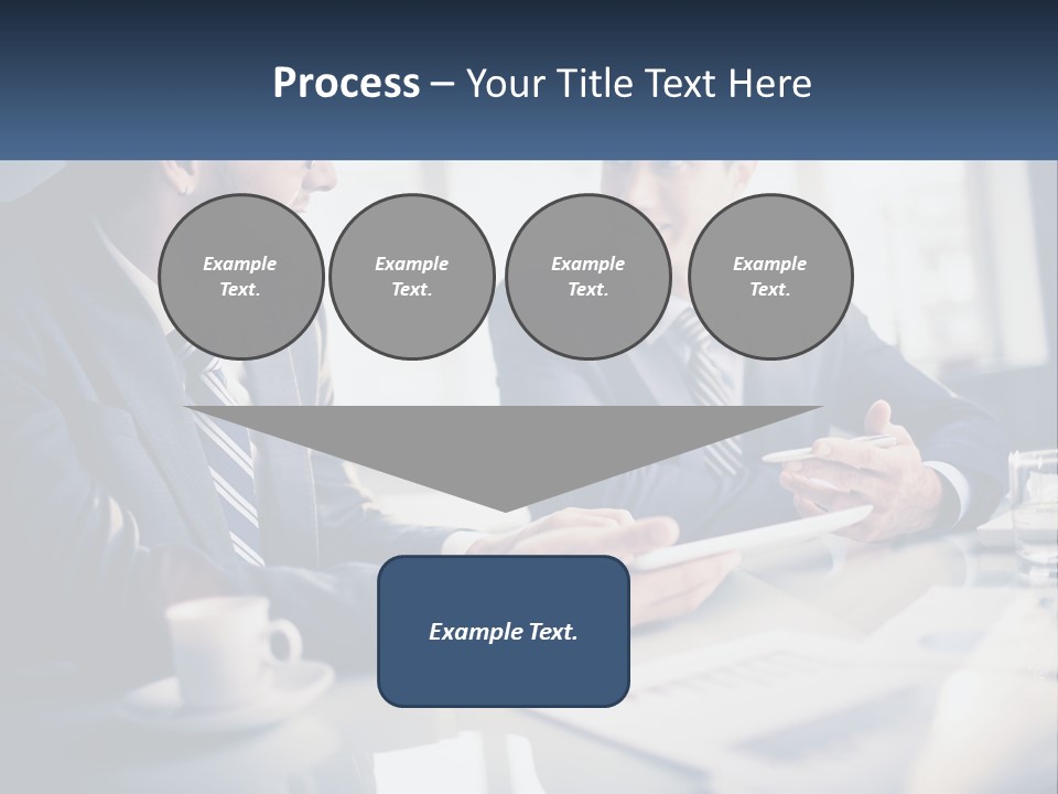 Two Men Sitting At A Table With A Tablet PowerPoint Template