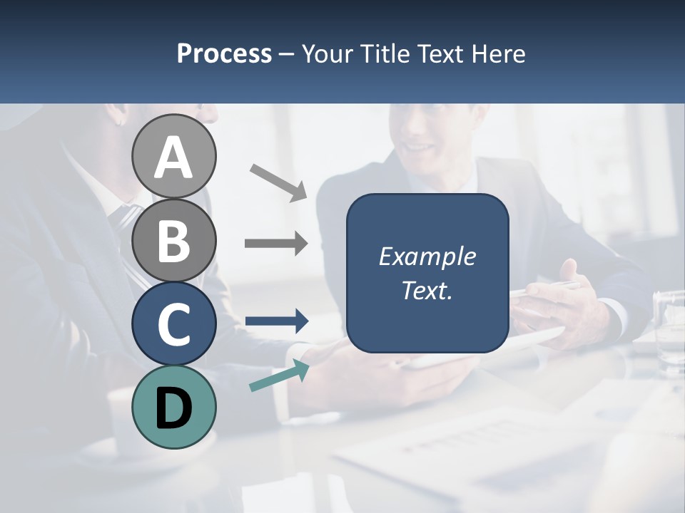 Two Men Sitting At A Table With A Tablet PowerPoint Template