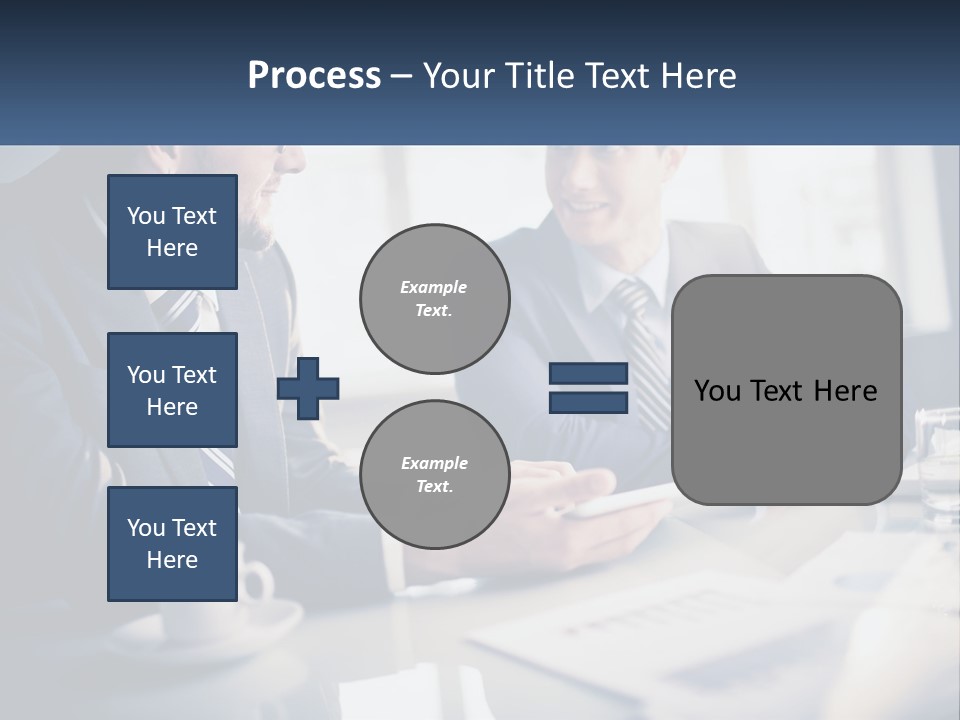 Two Men Sitting At A Table With A Tablet PowerPoint Template