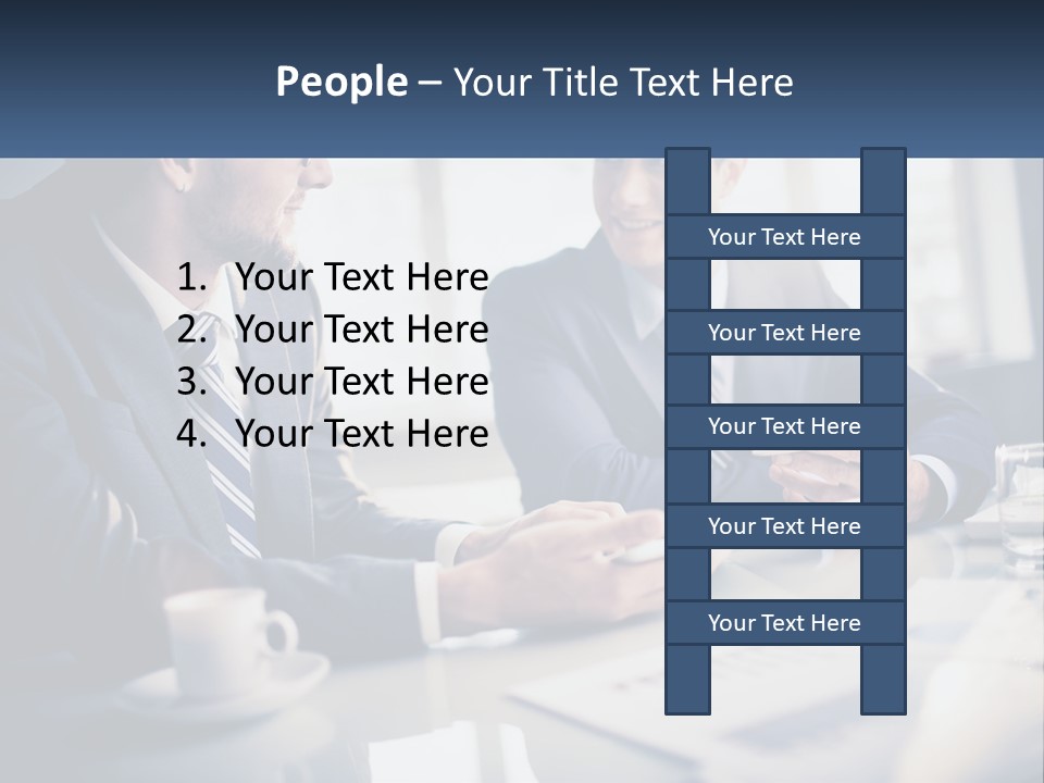 Two Men Sitting At A Table With A Tablet PowerPoint Template