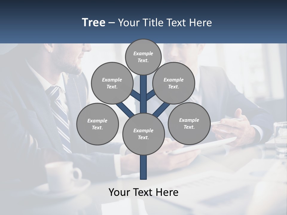 Two Men Sitting At A Table With A Tablet PowerPoint Template