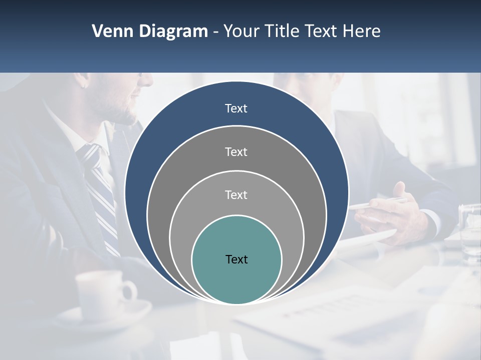 Two Men Sitting At A Table With A Tablet PowerPoint Template
