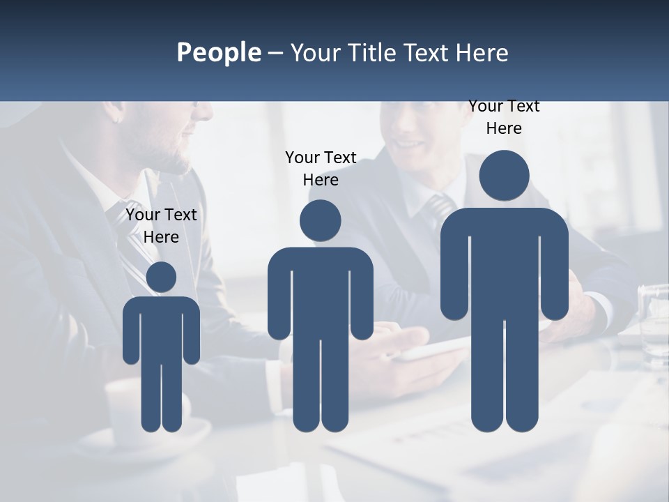 Two Men Sitting At A Table With A Tablet PowerPoint Template