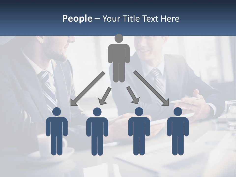 Two Men Sitting At A Table With A Tablet PowerPoint Template