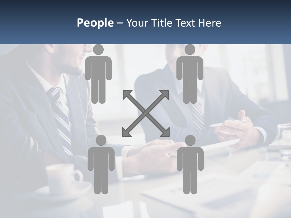 Two Men Sitting At A Table With A Tablet PowerPoint Template