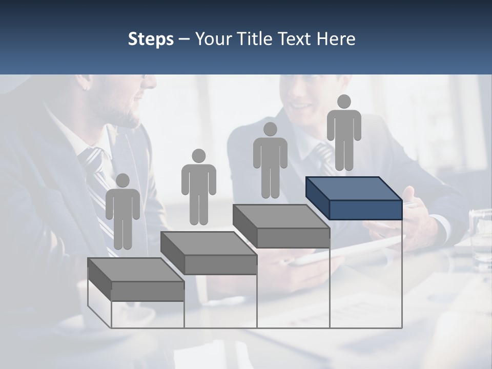 Two Men Sitting At A Table With A Tablet PowerPoint Template