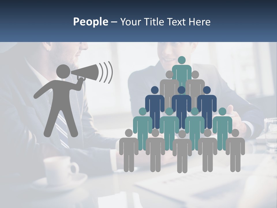 Two Men Sitting At A Table With A Tablet PowerPoint Template