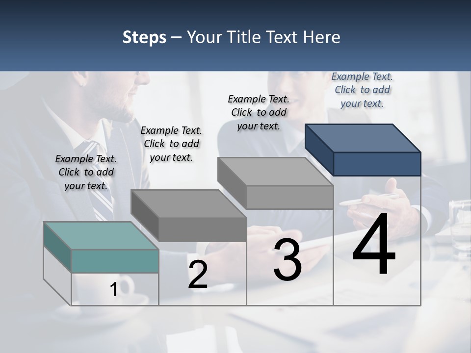 Two Men Sitting At A Table With A Tablet PowerPoint Template