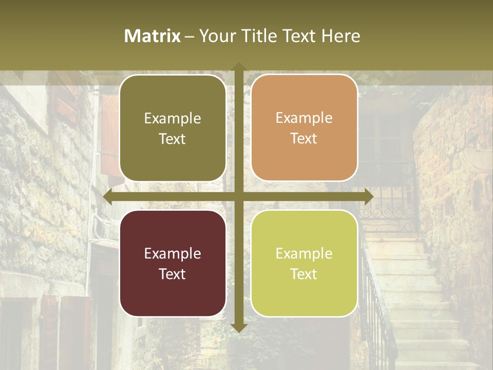 A Painting Of A Narrow Street With Flowers On It PowerPoint Template