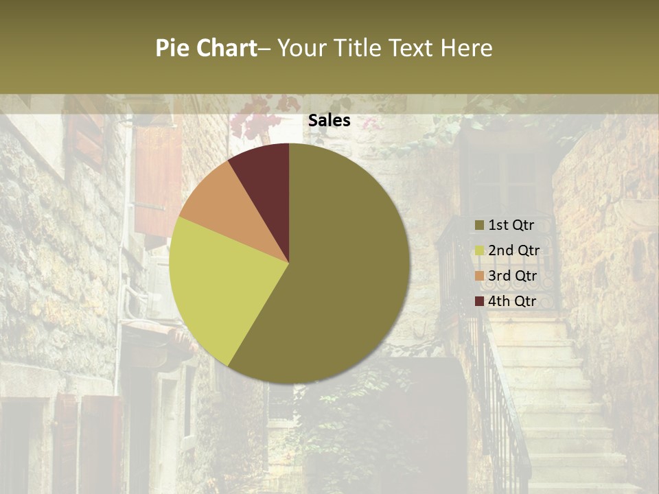 A Painting Of A Narrow Street With Flowers On It PowerPoint Template