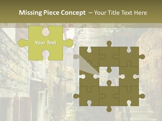 A Painting Of A Narrow Street With Flowers On It PowerPoint Template