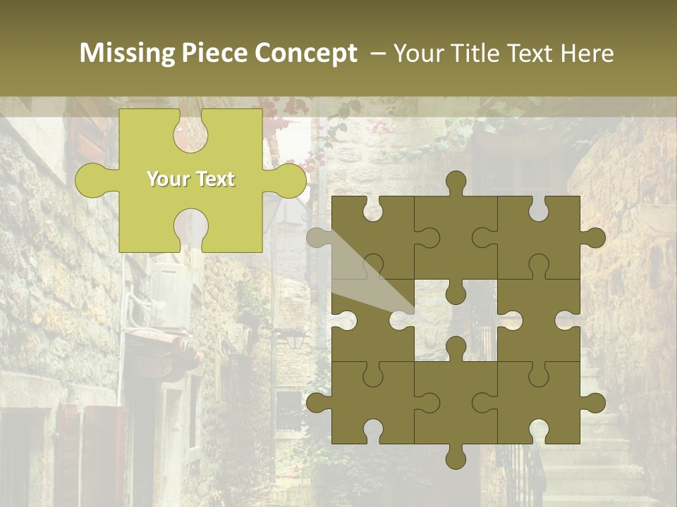 A Painting Of A Narrow Street With Flowers On It PowerPoint Template