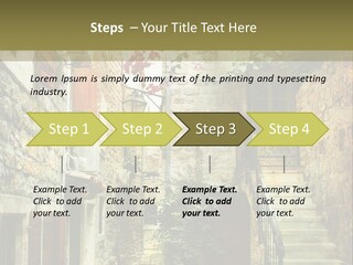 A Painting Of A Narrow Street With Flowers On It PowerPoint Template