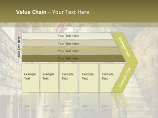 A Painting Of A Narrow Street With Flowers On It PowerPoint Template