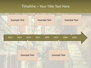 A Painting Of A Narrow Street With Flowers On It PowerPoint Template