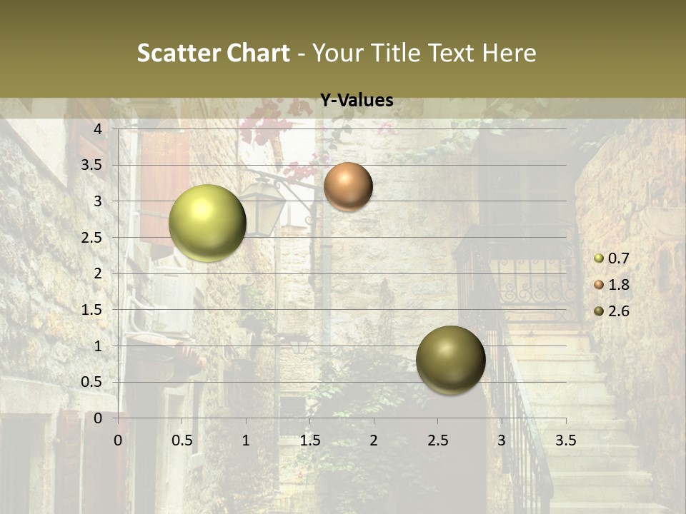 A Painting Of A Narrow Street With Flowers On It PowerPoint Template