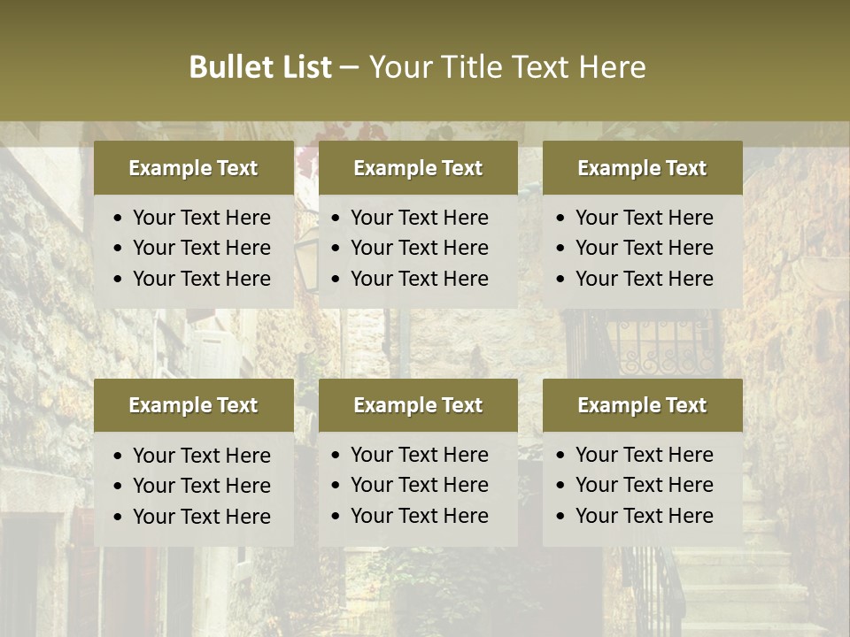 A Painting Of A Narrow Street With Flowers On It PowerPoint Template