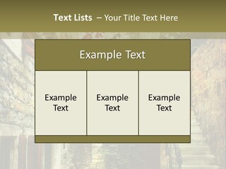 A Painting Of A Narrow Street With Flowers On It PowerPoint Template