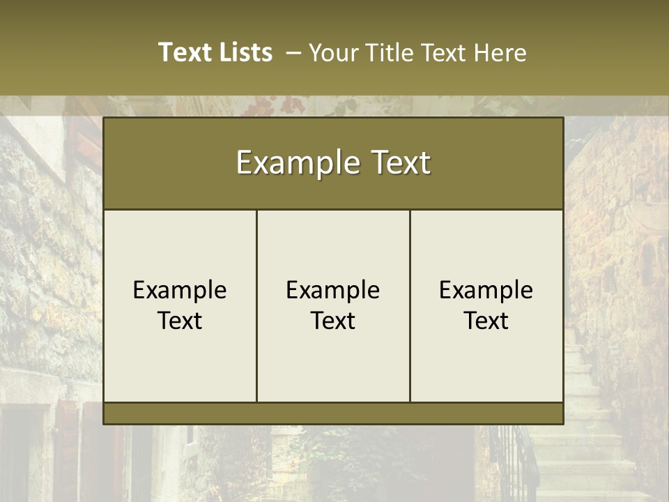 A Painting Of A Narrow Street With Flowers On It PowerPoint Template