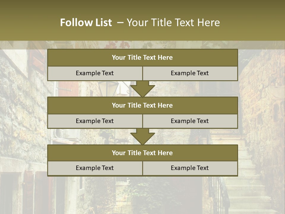 A Painting Of A Narrow Street With Flowers On It PowerPoint Template