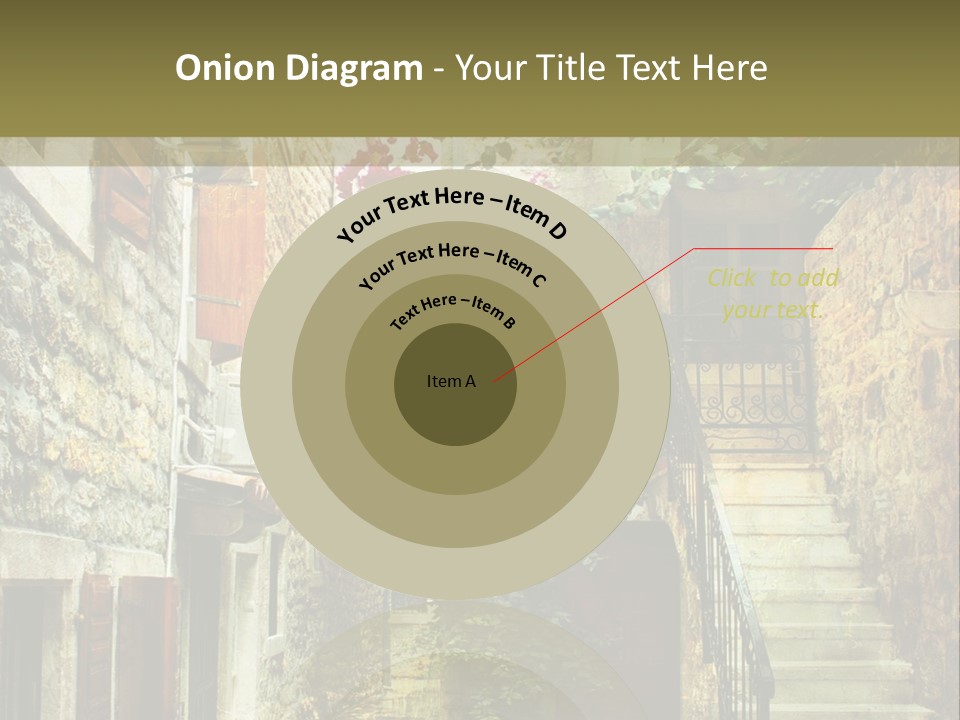 A Painting Of A Narrow Street With Flowers On It PowerPoint Template