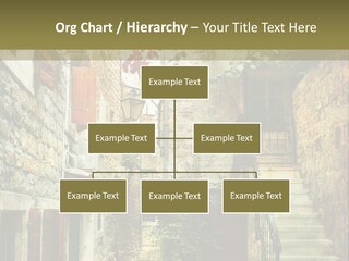 A Painting Of A Narrow Street With Flowers On It PowerPoint Template