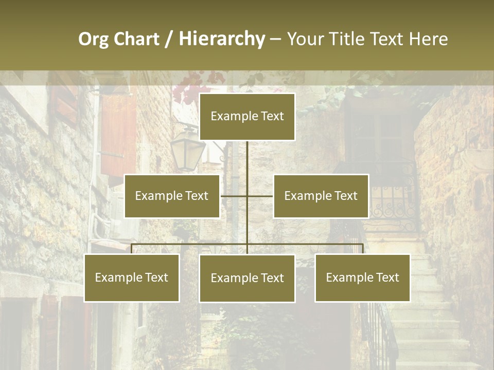 A Painting Of A Narrow Street With Flowers On It PowerPoint Template