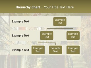 A Painting Of A Narrow Street With Flowers On It PowerPoint Template
