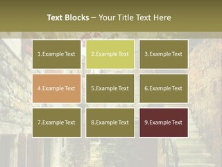 A Painting Of A Narrow Street With Flowers On It PowerPoint Template