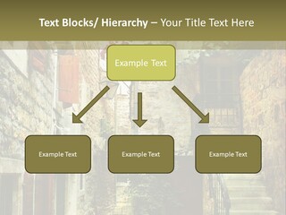 A Painting Of A Narrow Street With Flowers On It PowerPoint Template