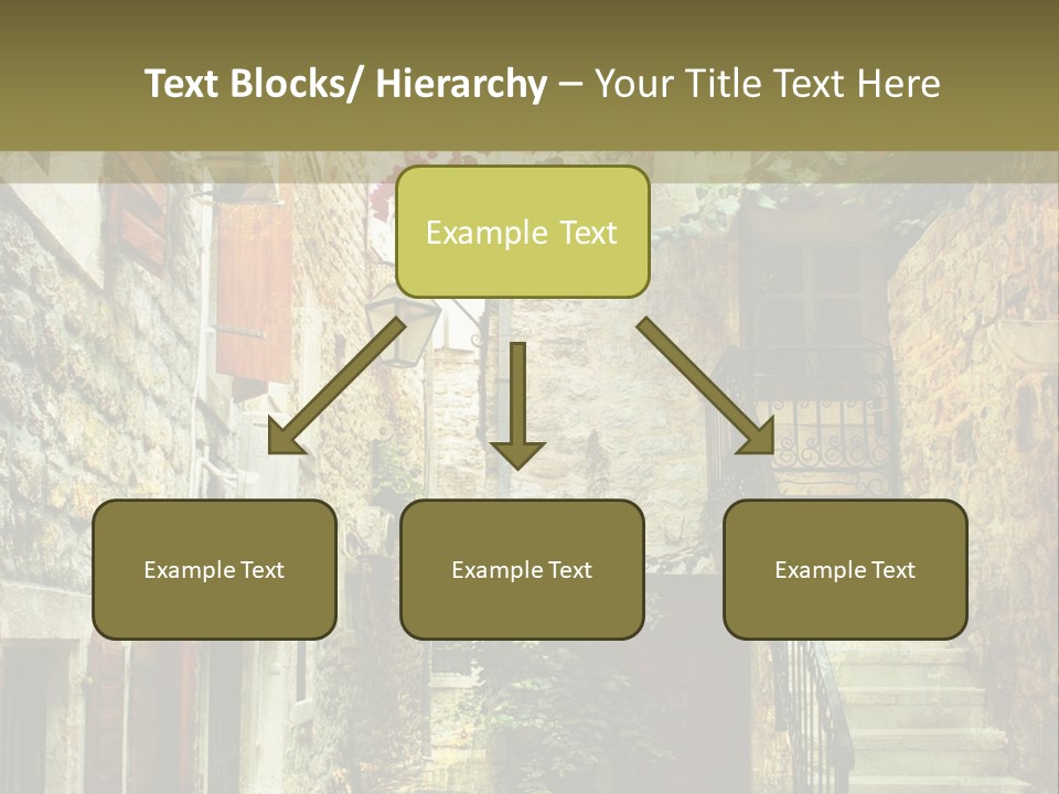 A Painting Of A Narrow Street With Flowers On It PowerPoint Template