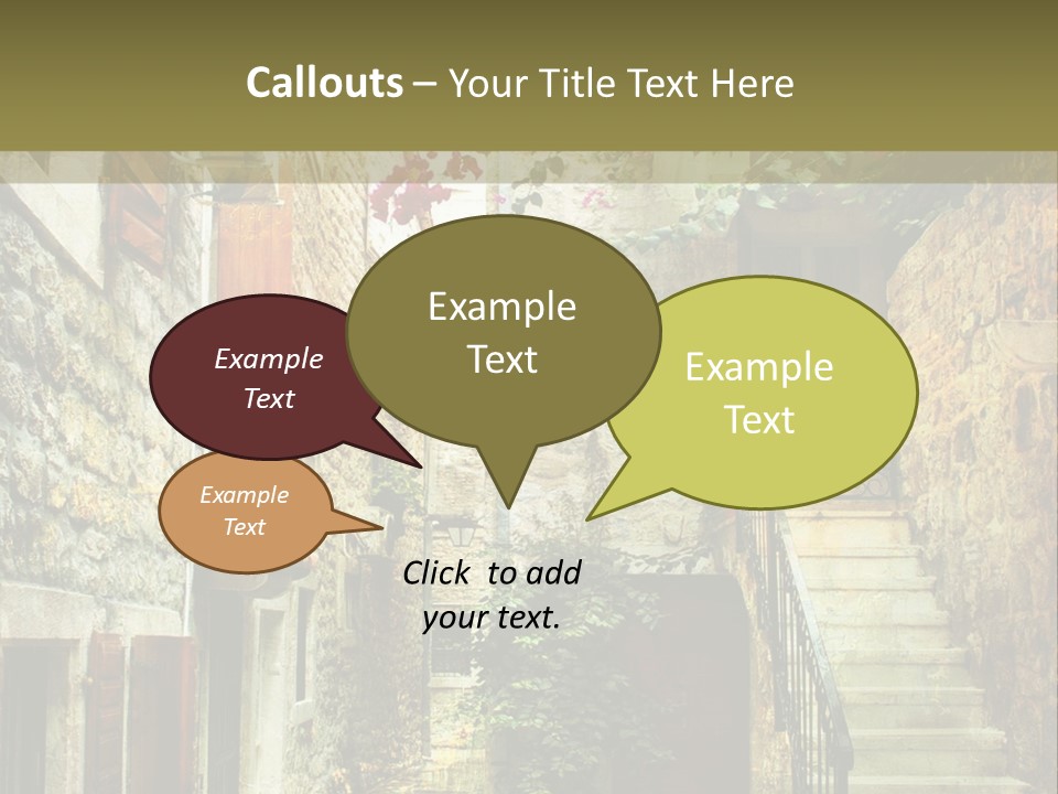 A Painting Of A Narrow Street With Flowers On It PowerPoint Template