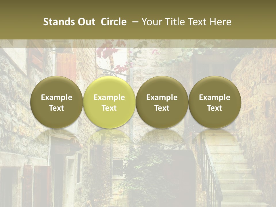 A Painting Of A Narrow Street With Flowers On It PowerPoint Template