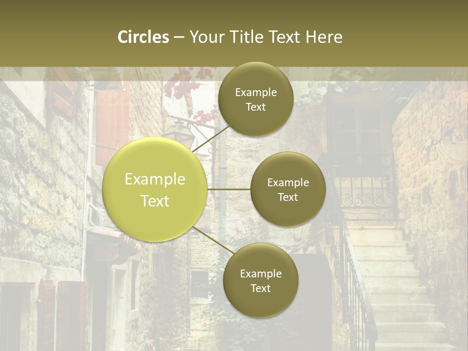 A Painting Of A Narrow Street With Flowers On It PowerPoint Template