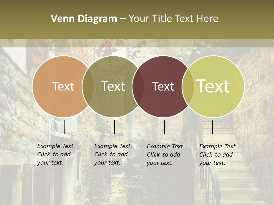 A Painting Of A Narrow Street With Flowers On It PowerPoint Template