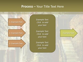 A Painting Of A Narrow Street With Flowers On It PowerPoint Template
