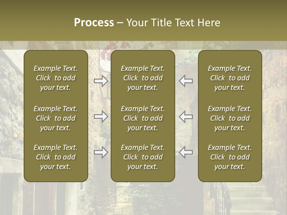 A Painting Of A Narrow Street With Flowers On It PowerPoint Template