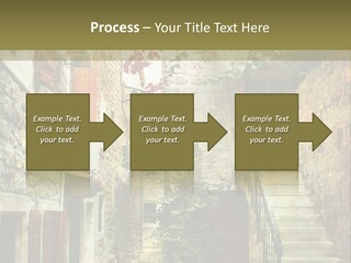 A Painting Of A Narrow Street With Flowers On It PowerPoint Template